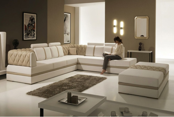 Narożnikowa kanapa Designerska sofa w kształcie litery L Sofa nowoczesna Sofa skórzana Zestaw narożnych kanap