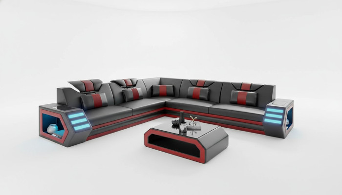 Projekt tapicerki skórzanej salon Narożnikowa kanapa narożnik kanapa sofa L kształt Żywy krajobraz