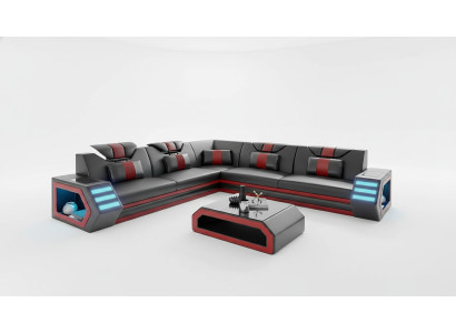 Projekt tapicerki skórzanej salon Narożnikowa kanapa narożnik kanapa sofa L kształt Żywy krajobraz