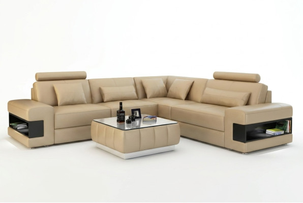 Narożnikowa kanapa narożnik projekt salonu meble skórzana tapicerka kanapa sofa