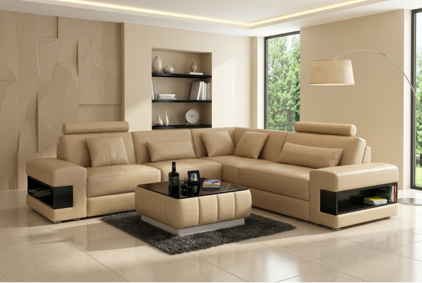Design Narożnikowa kanapa Deco Meble do Salonu Nowoczesny Narożnik Kanapa Tapicerowana Skórzanie