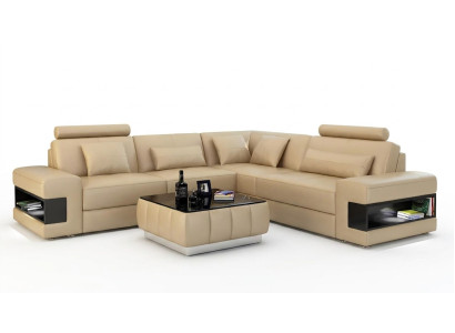 Design Narożnikowa kanapa Deco Meble do Salonu Nowoczesny Narożnik Kanapa Tapicerowana Skórzanie