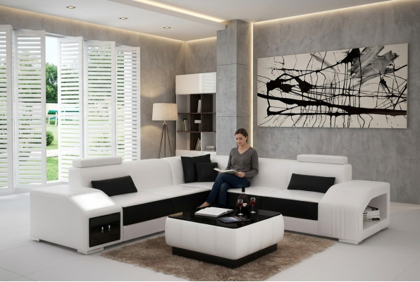 Projekt Narożnikowa kanapa salonowa kanapa narożna skórzana tapicerka kanapa sofa w kształcie litery L