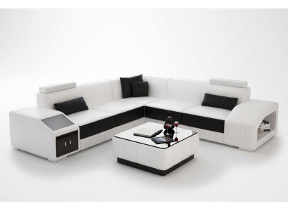 Projekt Narożnikowa kanapa salonowa kanapa narożna skórzana tapicerka kanapa sofa w kształcie litery L