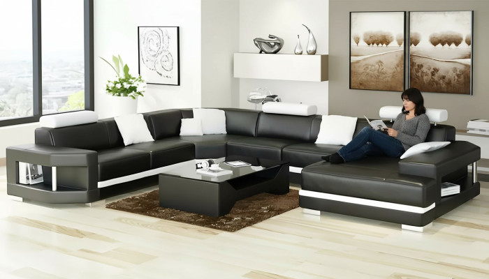Design Nowoczesny Salon Narożnikowa kanapa Meble Narożnik Skórzana Kanapa Tapicerowana