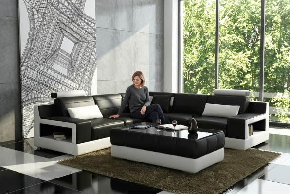 Sofa Skórzana Sofa Narożnikowa kanapa Podkładka Zestaw narożny Podkładka Kanapa Ustawić Żywy krajobraz