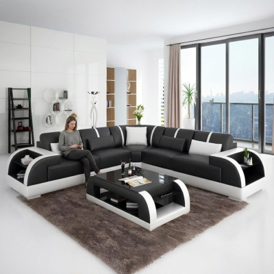 Design Nowoczesna Narożnikowa kanapa Meble do Salonu Narożnik Skórzana Kanapa Tapicerowana