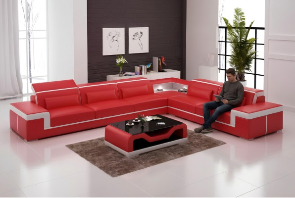 Projekt tapicerki skórzanej Narożnikowa kanapa salon narożnik kanapa sofa L kształt Żywy krajobraz