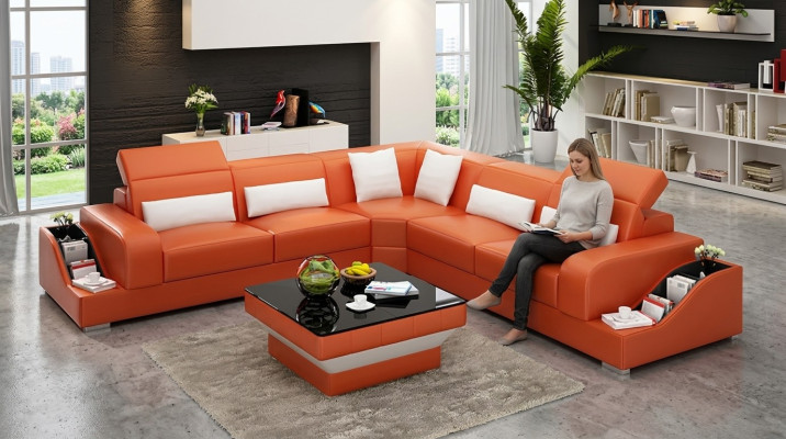Design Meble Narożnikowa kanapa salonowa narożnik kanapa skórzana tapicerka kanapa sofa