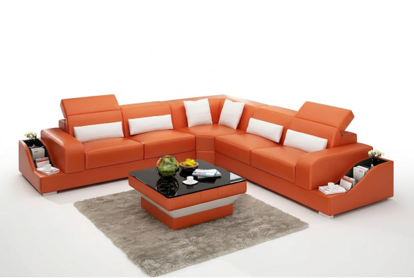 Zestaw narożny Sofa Skórzana sofa Narożnikowa kanapa Podkładka Podkładka Kanapa Ustawić Żywy krajobraz