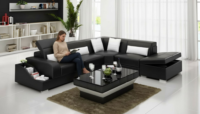 Ustawić zestaw narożny Sofa Skórzana sofa Narożnikowa kanapa Podkładka Podkładka Couch Żywy krajobraz
