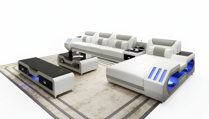Projekt tapicerki skórzanej Narożnikowa kanapa narożnik kanapa sofa L kształt Żywy krajobraz