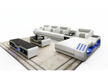 Projekt tapicerki skórzanej Narożnikowa kanapa narożnik kanapa sofa L kształt Żywy krajobraz