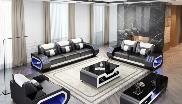 Nowoczesny komplet wypoczynkowy skórzany Kanapa Podkładka Sofa Obcios Sofa skórzana Kredens Nowy