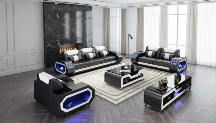 Zestaw sofowy 321 miejsce do siedzenia Nowoczesna sofa Skórzana sofa Designerska sofa Żywy krajobraz New