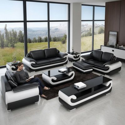 Zestaw sofowy 321 miejsce siedzące Żywy krajobraz Nowoczesna sofa skórzana designerska sofa