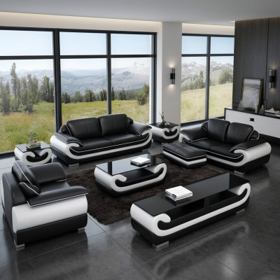 Zestaw sofowy 321 miejsce siedzące Żywy krajobraz Nowoczesna sofa skórzana designerska sofa