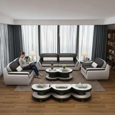 Designerska sofa skórzana sofa Zestaw sofowy 321 miejsce do siedzenia Nowoczesna sofa Żywy krajobraz