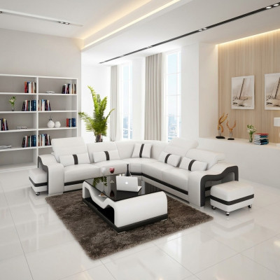 Skórzana Sofa Design Sofa Narożnikowa kanapa L Kształt Nowoczesna Narożnikowa kanapa Podkładka