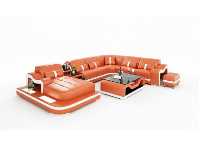 Design Narożnikowa kanapa U kształt Żywy krajobraz designerska sofa skórzana Zestaw narożny Podkładka