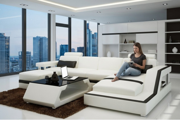 Skórzana sofa Narożnikowa kanapa w kształcie litery L Nowoczesna sofa Skórzana sofa Narożnikowa kanapa Podkładka
