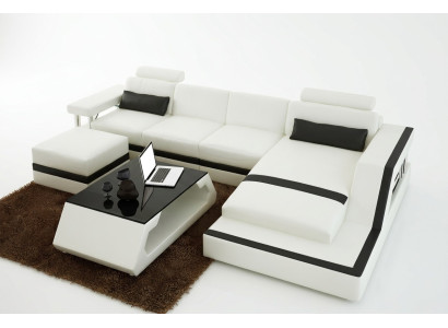 Skórzana sofa Narożnikowa kanapa w kształcie litery L Nowoczesna sofa Skórzana sofa Narożnikowa kanapa Podkładka