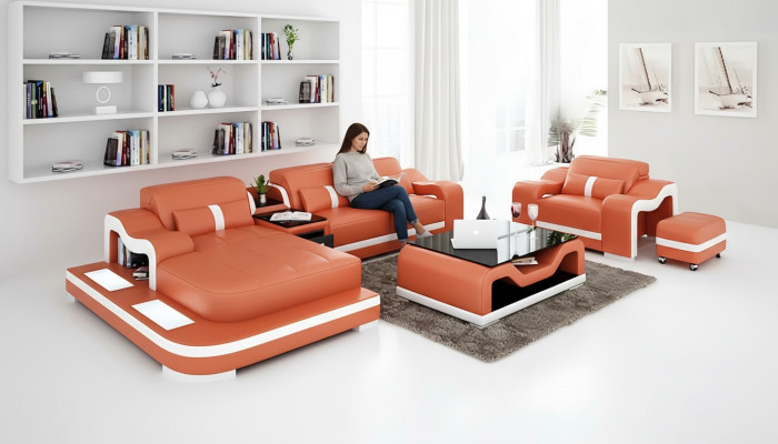 Designerska sofa Narożnikowa kanapa w kształcie litery L Poduszka na siedzisko Fotel Podkładka Żywy krajobraz skórzana sofa