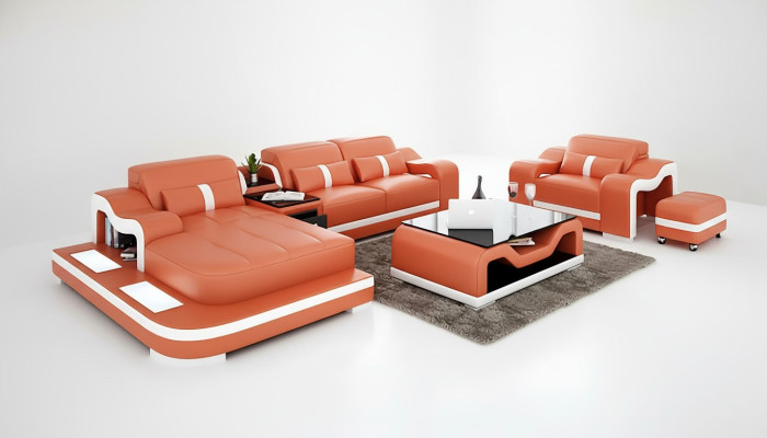 Designerska sofa Narożnikowa kanapa w kształcie litery L Poduszka na siedzisko Fotel Podkładka Żywy krajobraz skórzana sofa