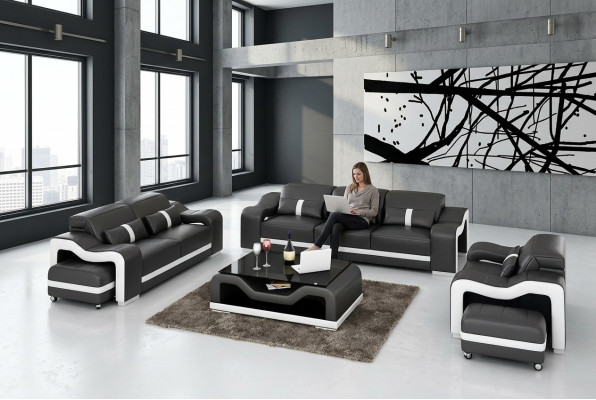 Zestaw sofowy 321 miejsce do siedzenia Skórzana sofa Nowoczesna sofa Żywy krajobraz projektant