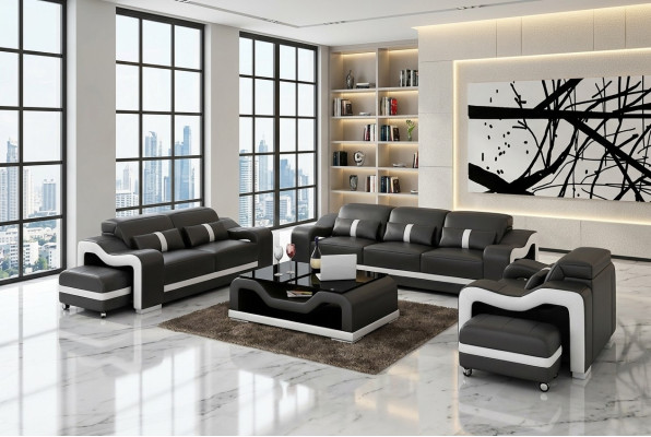 Zestaw sofowy 321 miejsce do siedzenia Skórzana sofa Nowoczesna sofa Żywy krajobraz projektant