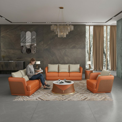 Włoski projektant Meble do salonu Skórzana sofa Zestaw kanap Zestaw sof