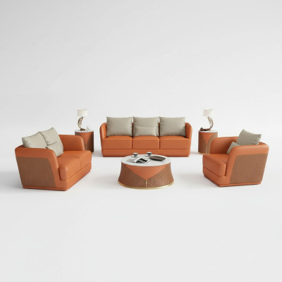 Włoski projektant Meble do salonu Skórzana sofa Zestaw kanap Zestaw sof