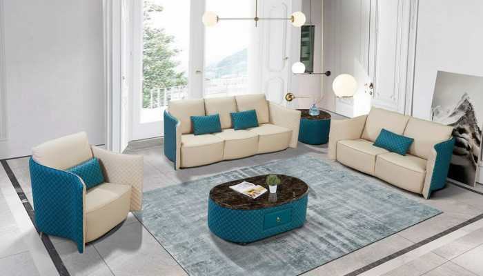 Skórzana sofa kanapa designerska Podkładka Ustawić 2-częściowy zestaw mebli do siedzenia kanapy