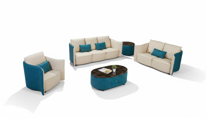Skórzana sofa kanapa designerska Podkładka Ustawić 2-częściowy zestaw mebli do siedzenia kanapy