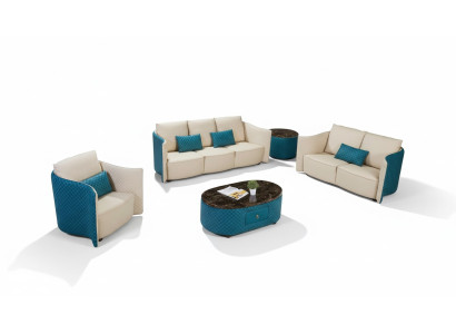 Skórzana sofa kanapa designerska Podkładka Ustawić 2-częściowy zestaw mebli do siedzenia kanapy