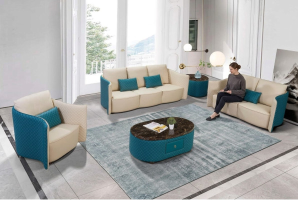 Sofa trzyosobowa w stylu włoskim 3 miejsce do siedzenia Nowoczesna sofa skórzana sofa kanapa