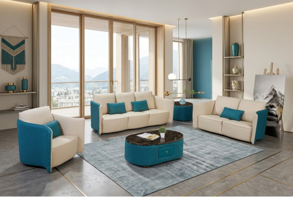 Sofa trzyosobowa w stylu włoskim 3 miejsce do siedzenia Nowoczesna sofa skórzana sofa kanapa