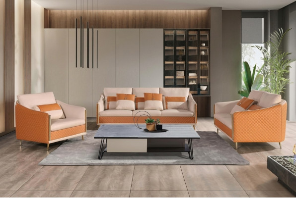 Designerska sofa Sofa 3 miejsce do siedzenia Nowoczesna sofa Żywy krajobraz Skórzana sofa
