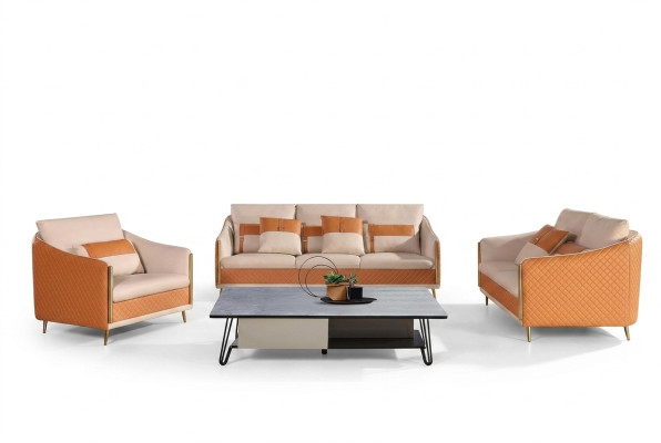 Designerska sofa Sofa 3 miejsce do siedzenia Nowoczesna sofa Żywy krajobraz Skórzana sofa