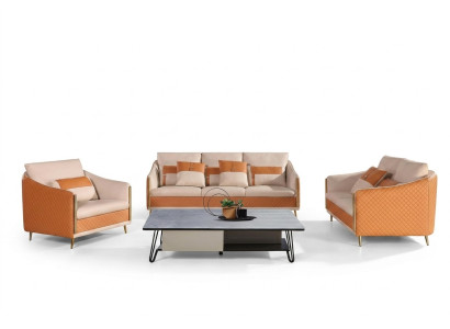 Designerska sofa Sofa 3 miejsce do siedzenia Nowoczesna sofa Żywy krajobraz Skórzana sofa