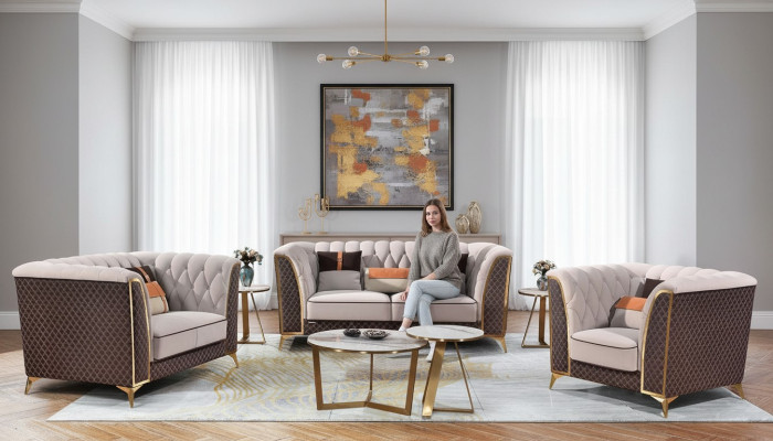 Skórzana sofa designerska sofa Zestaw sofowy 321 miejsce do siedzenia Nowoczesna sofa Żywy krajobraz New