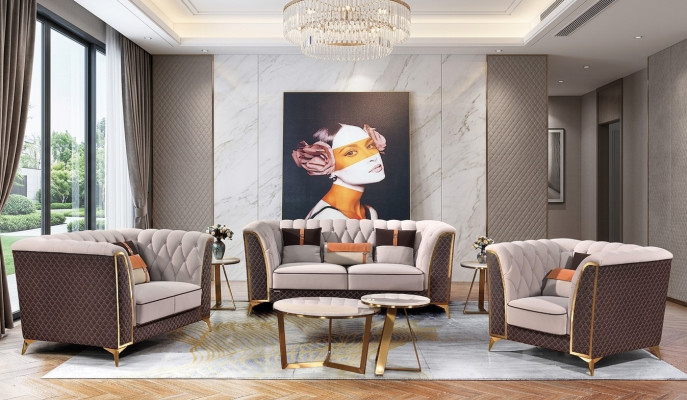 Skórzana sofa designerska sofa Zestaw sofowy 321 miejsce do siedzenia Nowoczesna sofa Żywy krajobraz New