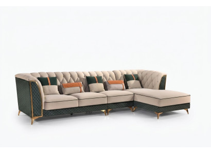 Narożnikowa kanapa L Shape Nowoczesna sofa Sofa skórzana Zestaw narożny Podkładka Żywy krajobraz