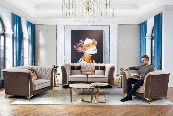 Sofa trzyosobowa 3 miejsce do siedzenia Designerska skórzana sofa trzyosobowa Meble w stylu włoskim
