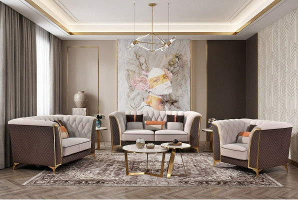Sofa trzyosobowa 3 miejsce do siedzenia Designerska skórzana sofa trzyosobowa Meble w stylu włoskim
