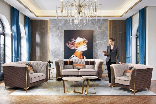 Zestaw sofowy 321 miejsce do siedzenia Sofa skórzana Sofa nowoczesna Sofa designerska Nowość