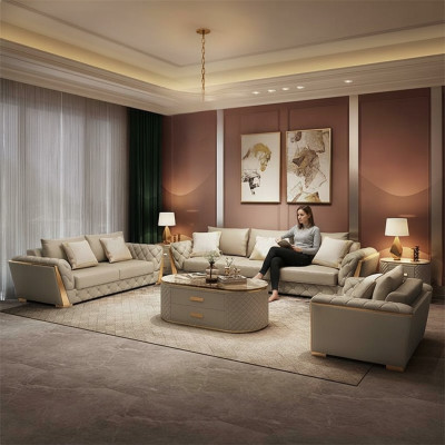 Design Żywy krajobraz Zestaw sofowy 3+2 miejsce do siedzenia skórzana sofa salon