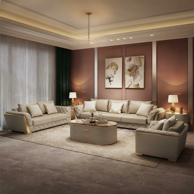 Design Żywy krajobraz Zestaw sofowy 3+2 miejsce do siedzenia skórzana sofa salon