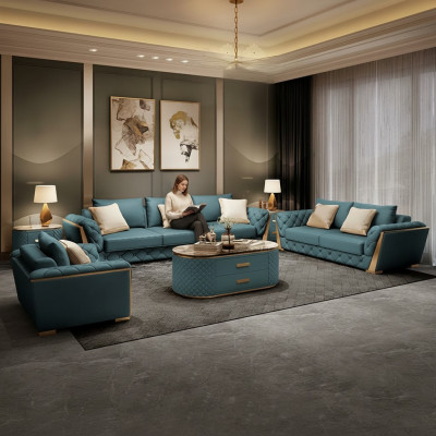 Skóra Designerska Sofa Kanapa Podkładka Ustawić 6-częściowa. Zestaw Obcios stolik kawowy