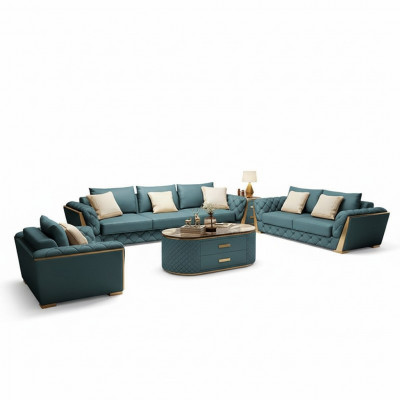 Skóra Designerska Sofa Kanapa Podkładka Ustawić 6-częściowa. Zestaw Obcios stolik kawowy